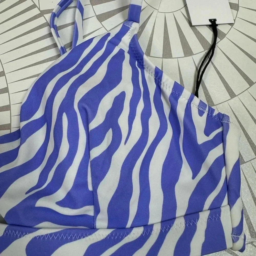 Shade & Shore‎ NWT Women’s Bikini Top Purple & White Size 34B